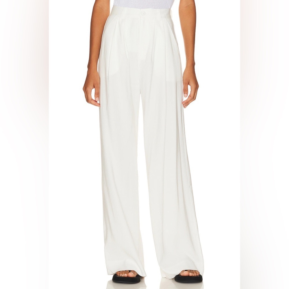 NONchalant Label Fabi White Super High Rise Pleat Front Wide Leg Pants EUC Sz L